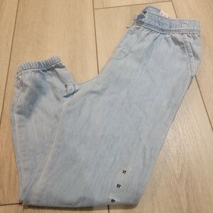 The Children's Place Kids Cotton Drawstring Waist Chambray Joggers 5T Blue NEW